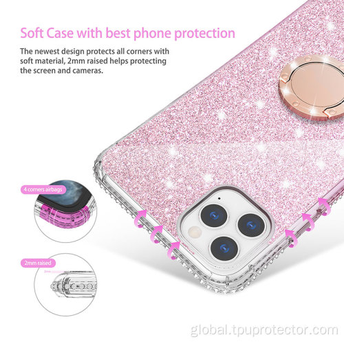  Protective Cover Glitter Phone Case With Ring Holder for iPhone Supplier